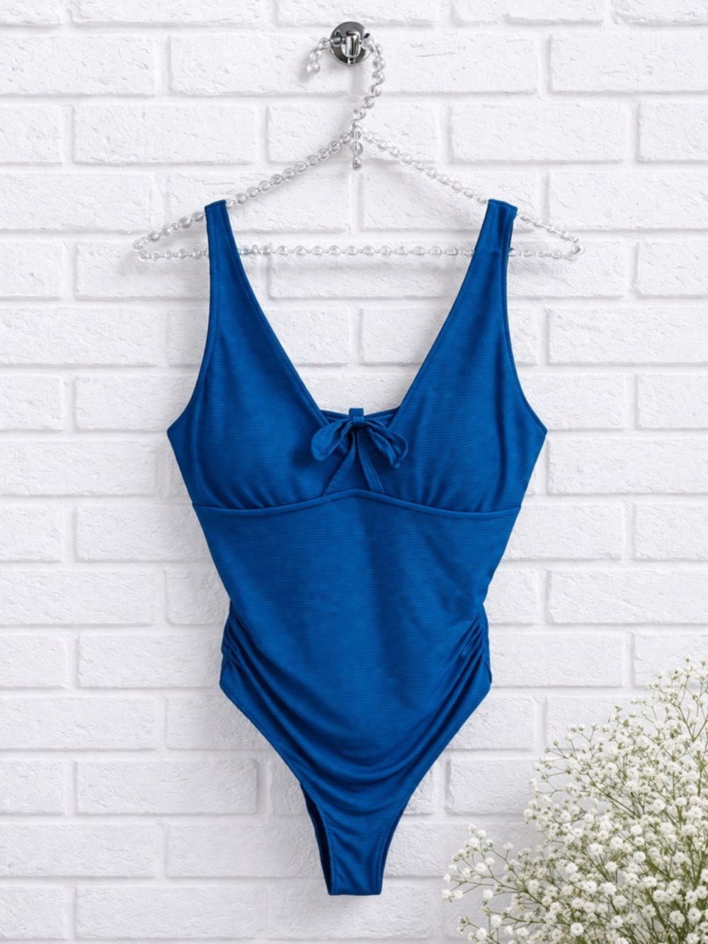 Kona Sol Teal Blue One-Piece Tie Knot Swimsuit Size 18W